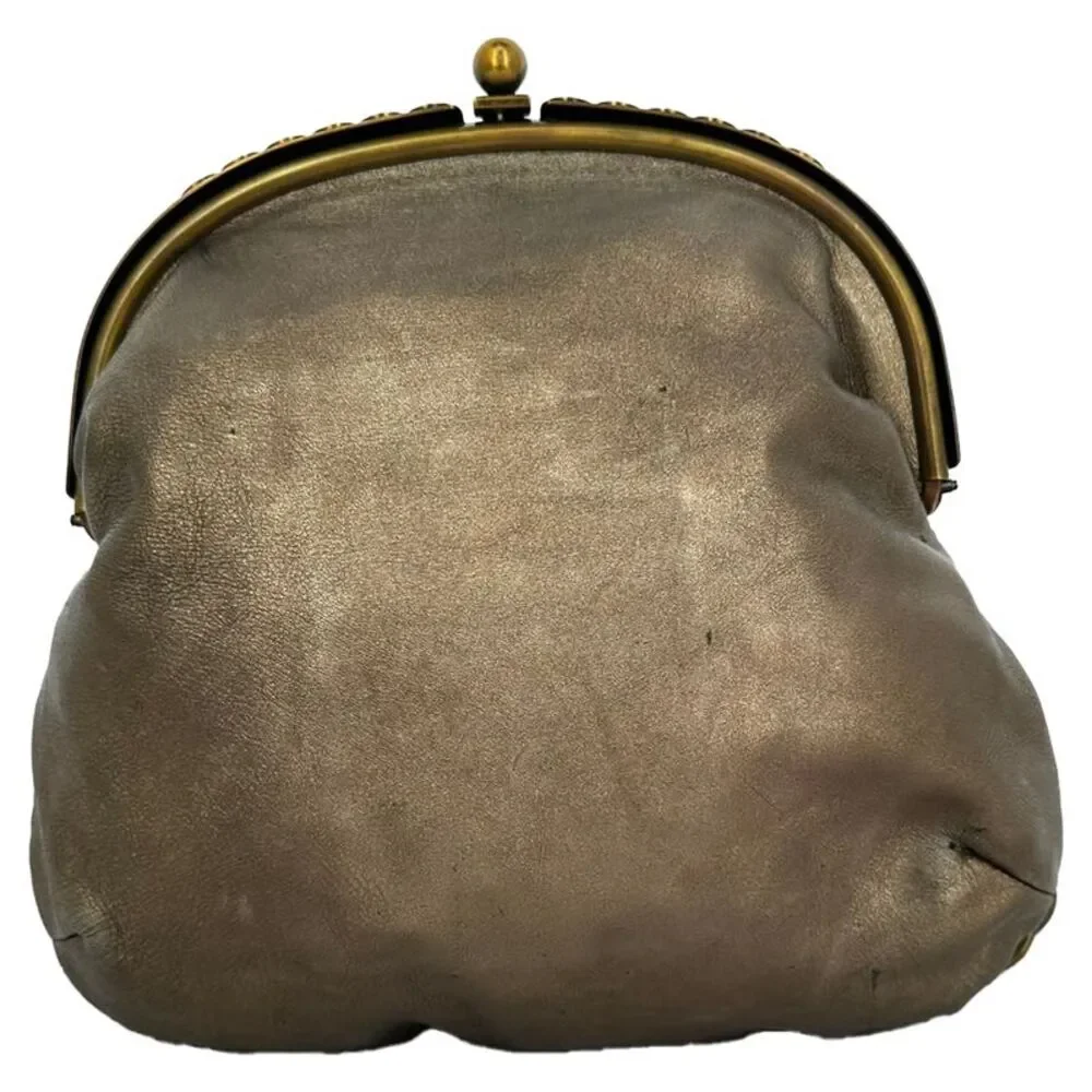 Marni Vintage Evening Clutch Bag in Metallic Gold Leather